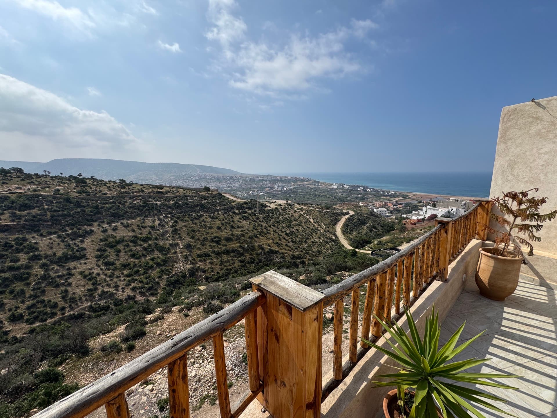 Panoramic ocean and coastline view from the terrace