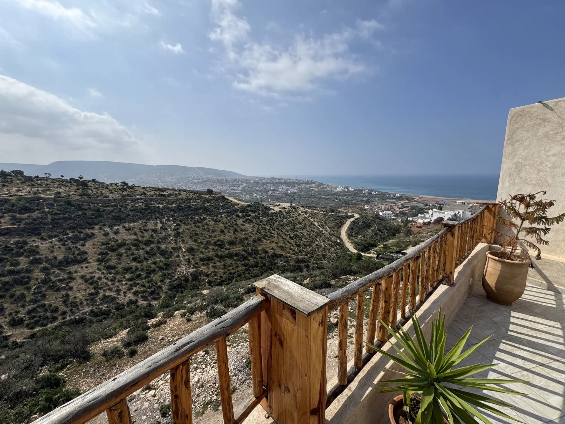 Panoramic ocean and coastline view from the terrace